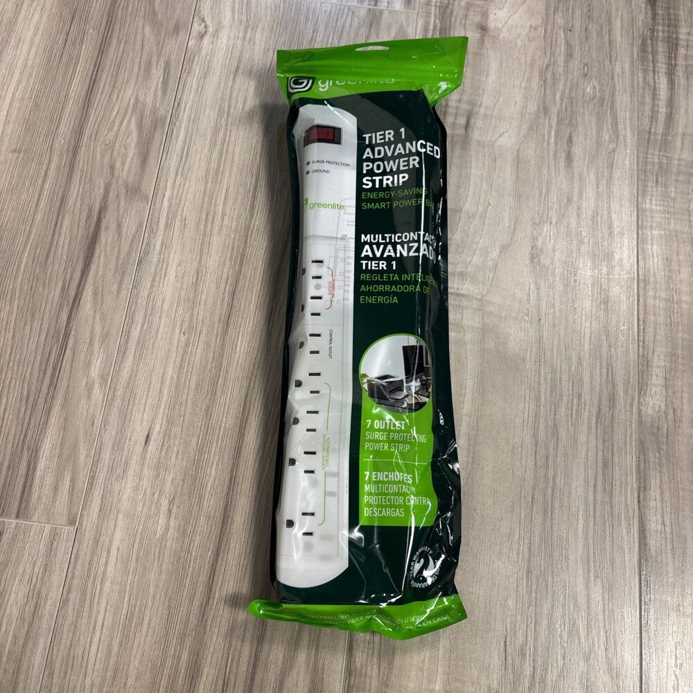 Greenlite Tier 1 Advanced Current Sensing 7 Outlet Power Strip Ideal For PC & TV
